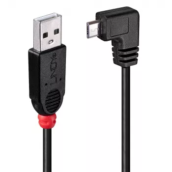 Lindy 1 m USB 2.0 kábel – Type-A na Micro-B kábel, 90 stupňov zahnutý