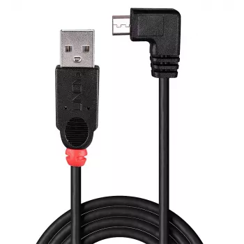 Lindy 1 m USB 2.0 kábel – Type-A na Micro-B kábel, 90 stupňov zahnutý