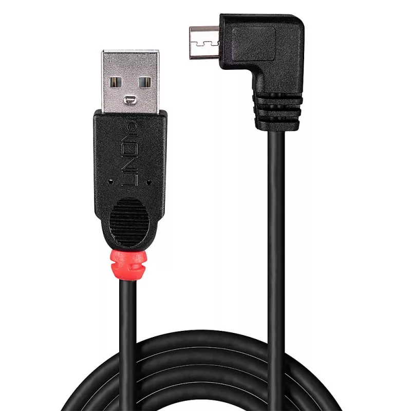 Lindy USB 2.0 kábel Type-A na Micro-B, 0,5 m, 90° pravouhlý
