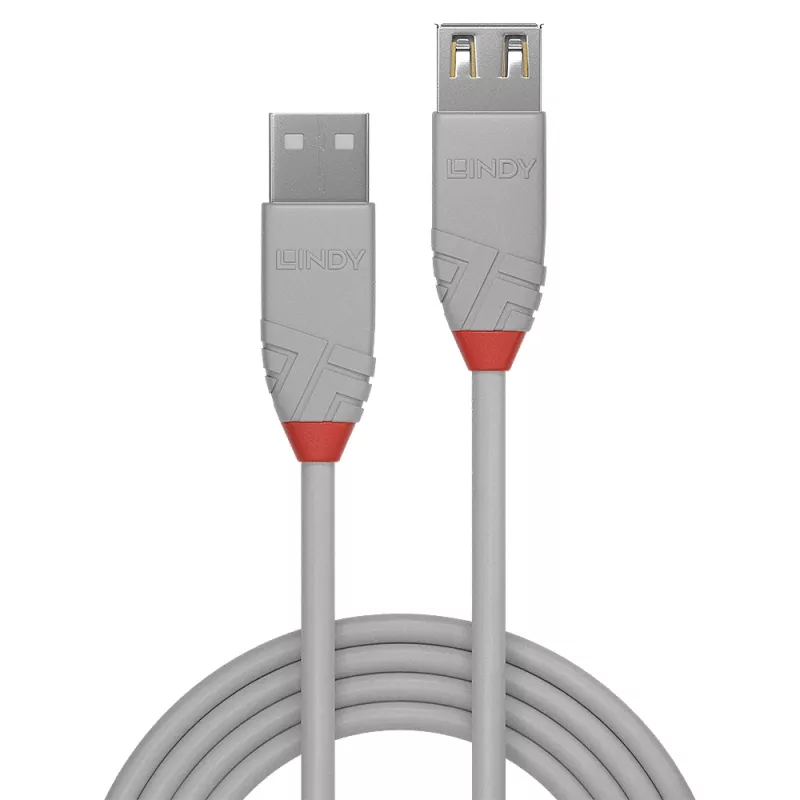 Lindy 0.2m USB 2.0 Type-A predlžovací kábel, Anthra Line, sivá