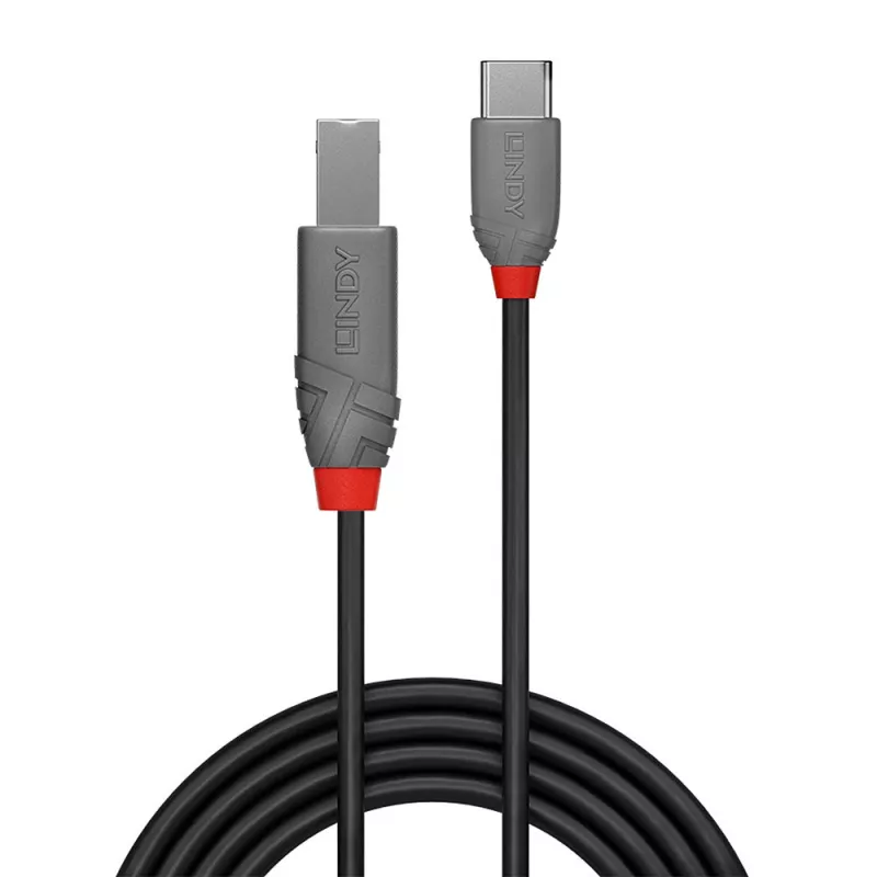 USB 2.0 Type-C na B kábel Lindy 36940 0,5 m Anthra Line