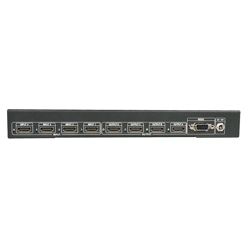 Lindy 4x4 HDMI 4K60 matica, HDMI, 4x HDMI, kov, 1080p, 2160p, DTS-HD, Dolby TrueHD, 12 V
