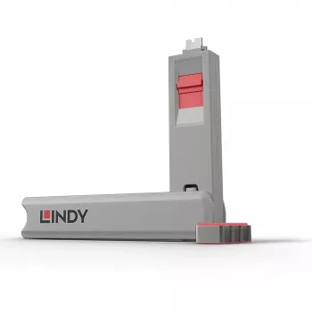 USB Type-C port blocker sada kľúčov Lindy, balenie 4 ks, ružová