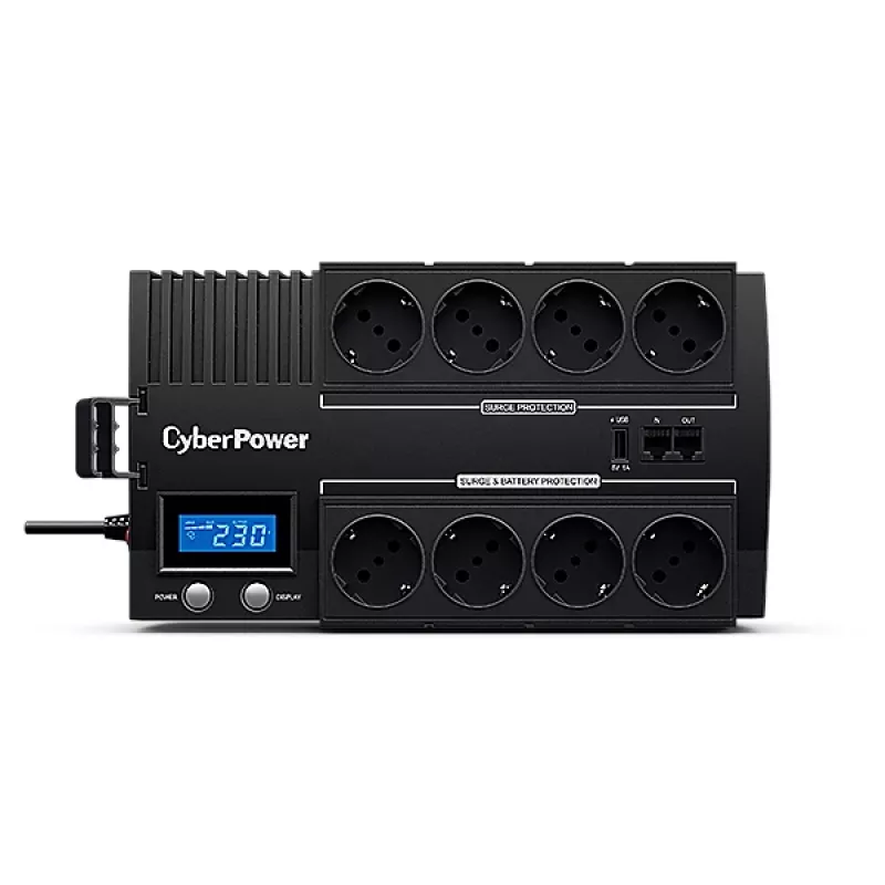 Záložný zdroj CYBERPOWER BR700ELCD, Line-Interactive 0,7 kVA (420 W), 8x Type-F výstupy, LCD, AVR