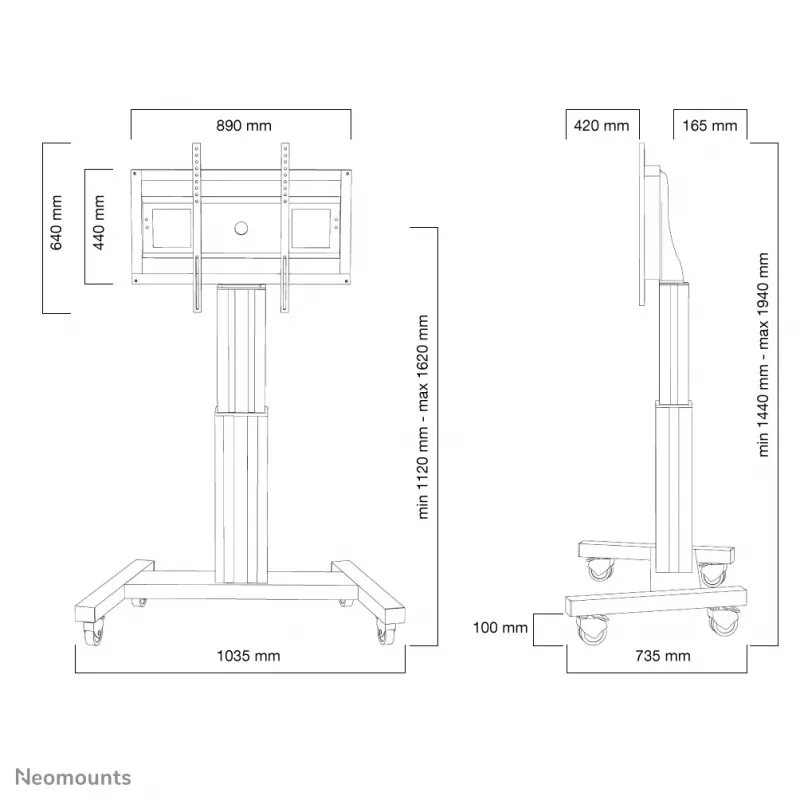 Neomounts PLASMA-M2500SILVER TV vozík 42-100 palcov - motorizovaný