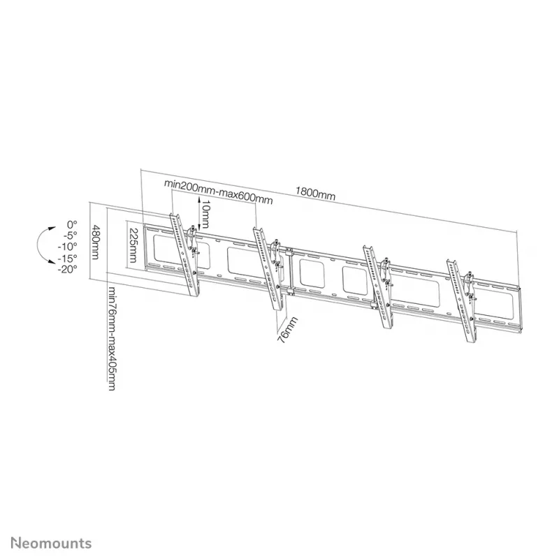 Neomounts NS-WMB200Schwarz nástenný držiak na menu board 40-52 palcov - naklápací
