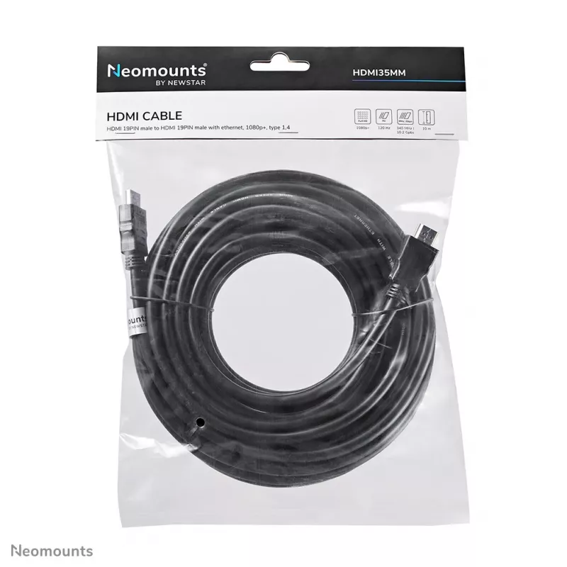 Neomounts HDMI35MM HDMI kábel - 10 metrov, 10 m, HDMI Type-A (štandard), HDMI Type-A (štandard), 10,2 Gbit/s, čierny