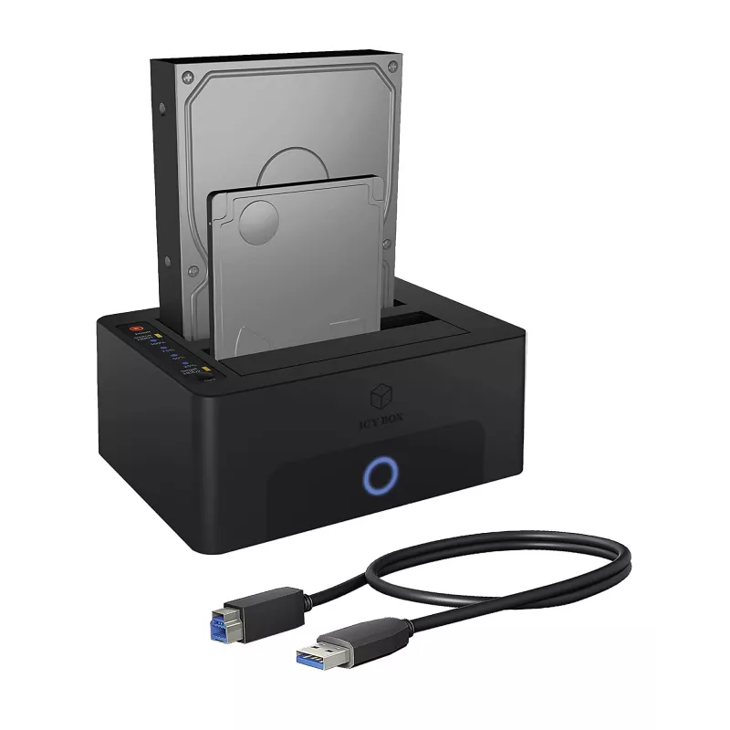 ICY BOX 2-bay dokovacia a klonovacia stanica pre 2.5 palcové alebo 3.5 palcové SATA disky na USB 3.0 host