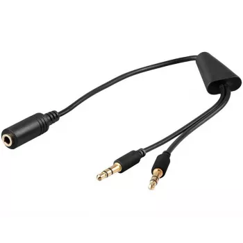 Audio kábel Microconnect AUDAL 0,4 m 2x 3,5 mm konektor samec na 3,5 mm konektor samica čierny