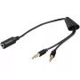 Audio kábel Microconnect AUDAL 0,4 m 2x 3,5 mm konektor samec na 3,5 mm konektor samica čierny