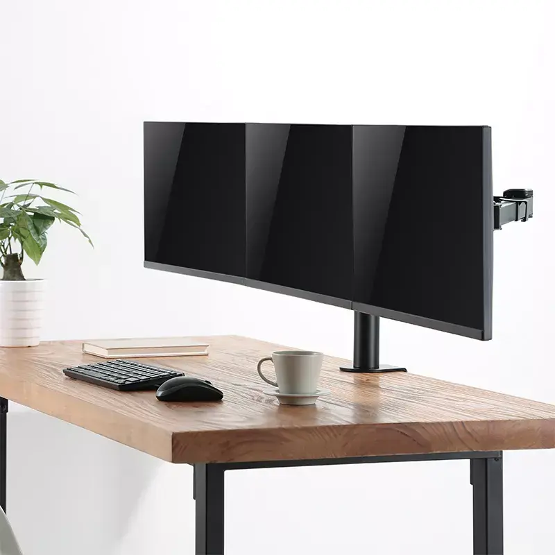 LogiLink BP0107 stolový držiak pre tri monitory, 17-27 palcov, 7 kg na rameno, VESA 75x75/100x100, oceľ, čierny