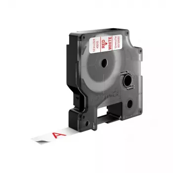 DYMO Authentic D1 etikety | červená tlač na bielej páske | 12 mm x 7 m | samolepiace etikety pre LabelManager tlačiareň etikiet | vyrobené v Európe