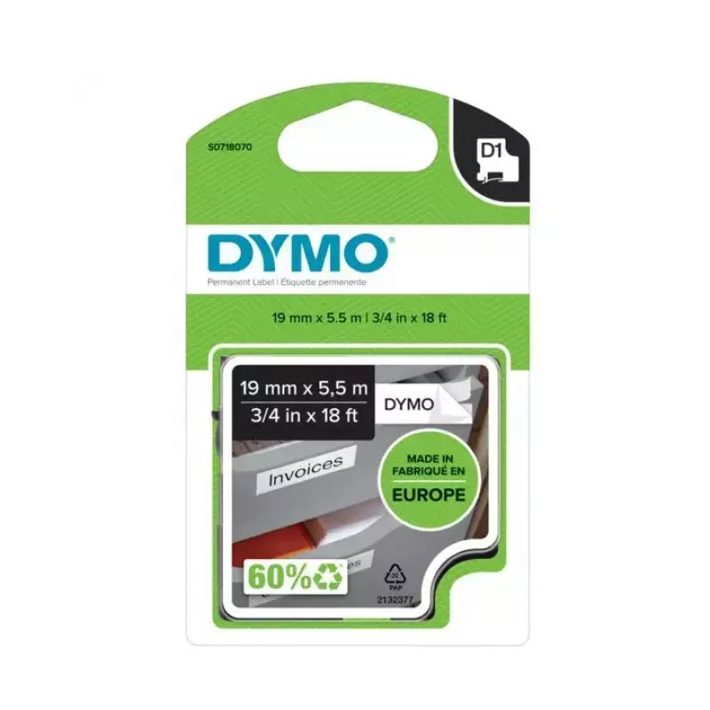 Páska na etikety DYMO D1 Durable čierna na bielu 19mm