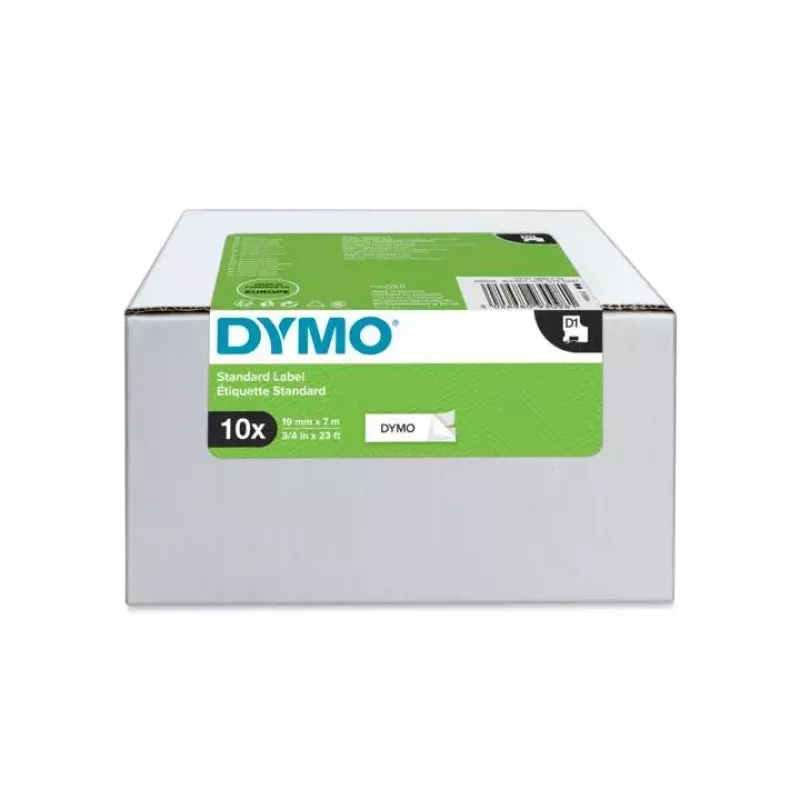 DYMO Authentic D1 etikety | čierna tlač na bielu | 19 mm x 7 m | samolepiace etikety pre LabelManager tlačiareň etikiet | 10 kusov