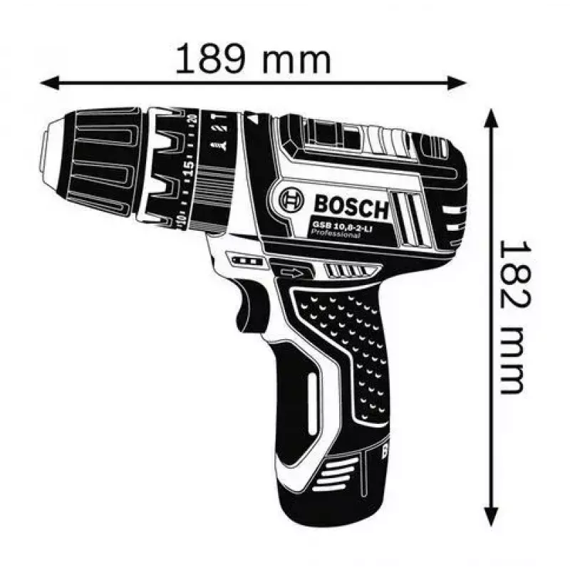 Bosch GSB 10,8-2-LI Professional Bez kľúča čierna, modrá, červená