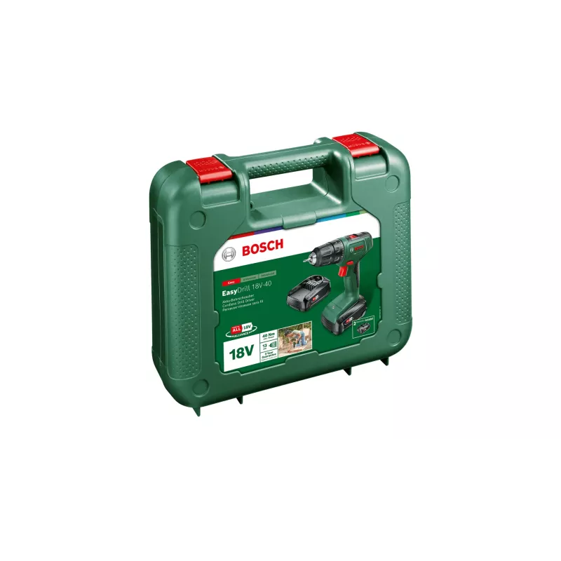 Bosch EasyDrill 18V-40 06039D8002 aku príklepová vŕtačka/skrutkovač, 2 rýchlosti, 2x 1,5 Ah, kufor