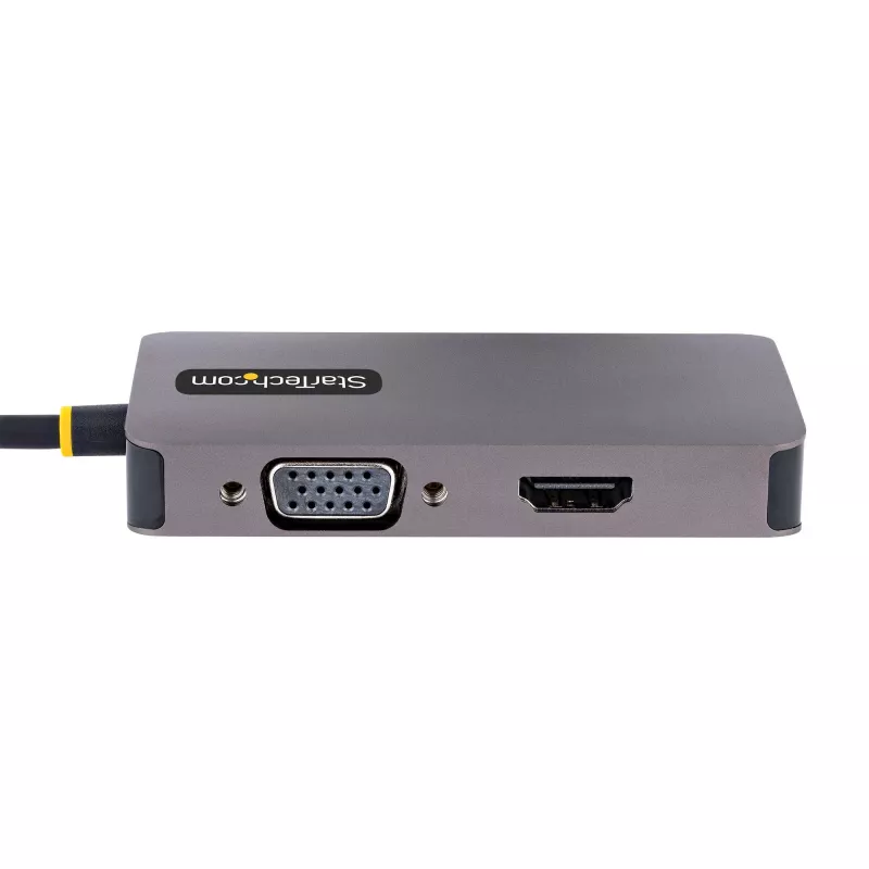 StarTech.com USB-C video adaptér, USB-C na HDMI DVI VGA adaptér, až do 4K 60Hz, hliník, multiport video display adaptér, kompatibilný s Thunderbolt 3/4, USB Type-C cestovný adaptér