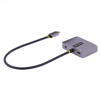 StarTech.com USB-C video adaptér, USB-C na HDMI VGA multiport adaptér, 3,5-mm audio, 4K 60Hz HDR, 100W PD Pass-Through, kompatibilný s Thunderbolt 3/4 – USB-C display cestovný adaptér