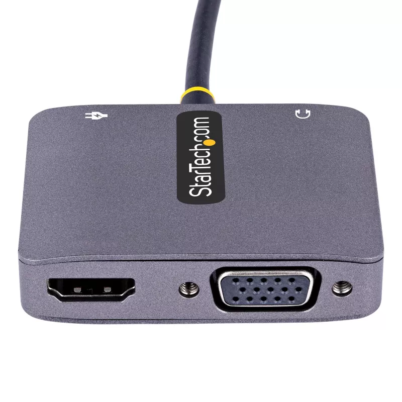 StarTech.com USB-C video adaptér, USB-C na HDMI VGA multiport adaptér, 3,5-mm audio, 4K 60Hz HDR, 100W PD Pass-Through, kompatibilný s Thunderbolt 3/4 – USB-C display cestovný adaptér