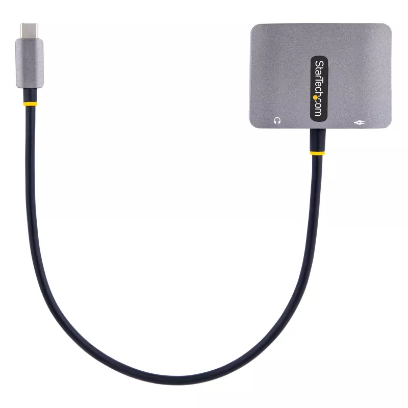 StarTech.com USB-C video adaptér, USB-C na HDMI VGA multiport adaptér, 3,5-mm audio, 4K 60Hz HDR, 100W PD Pass-Through, kompatibilný s Thunderbolt 3/4 – USB-C display cestovný adaptér