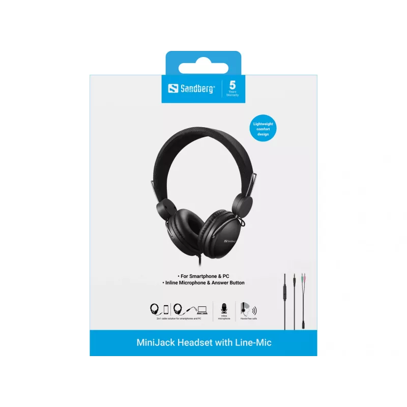 Headset Sandberg MiniJack Headset s inline mikrofónom