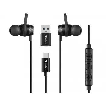 Headset Sandberg USB-C/A In-Earset s line mikrofónom