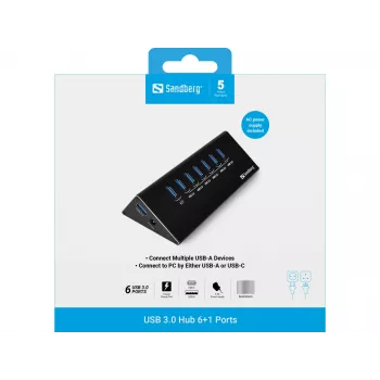 Sandberg USB 3.0 hub 6+1 portov