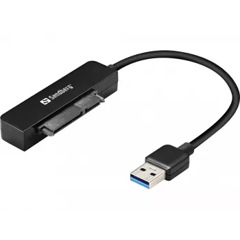 Sandberg USB 3.0 na SATA Link, čierna, 5 Gbit/s, 20 g, 77 mm, 18 mm, 193 mm