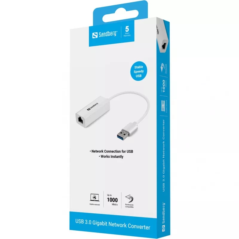 USB sieťový adaptér Sandberg USB3.0 Gigabit sieťový adaptér