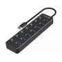 USB hub Sandberg 7 portov USB 3.0 čierny hliník