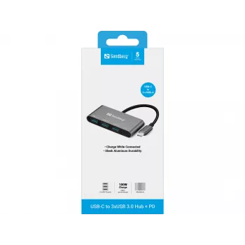 USB-C na 3xUSB 3.0 hub + PD Sandberg 136-03