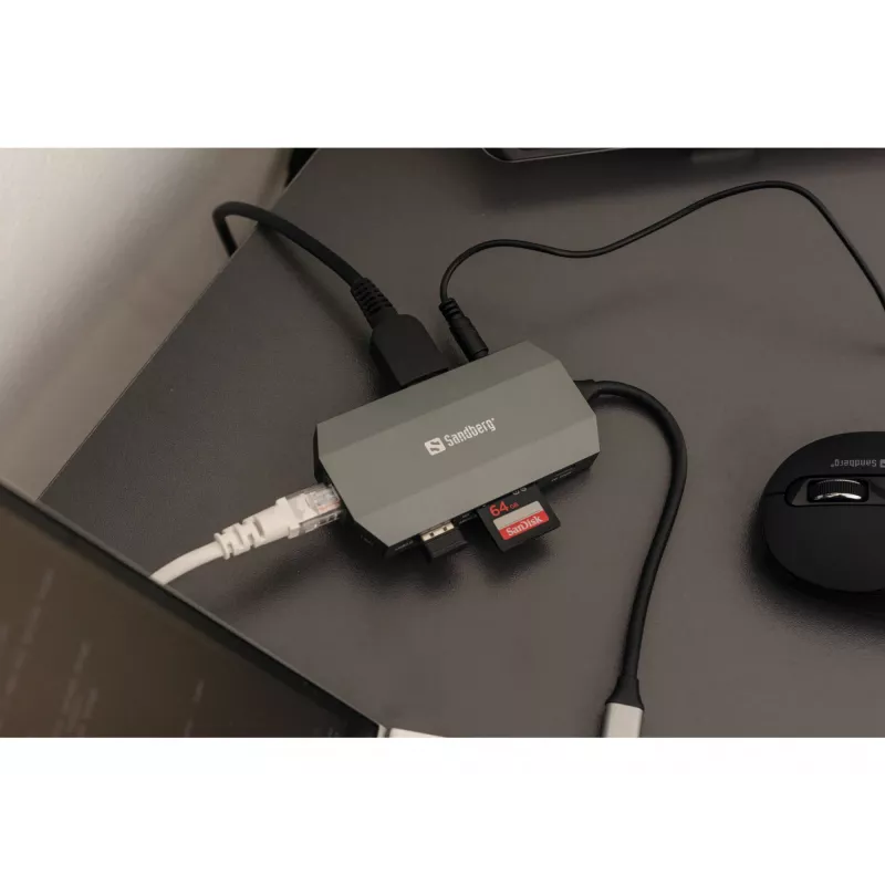 USB-C dok Sandberg 6in1 Travel Dock