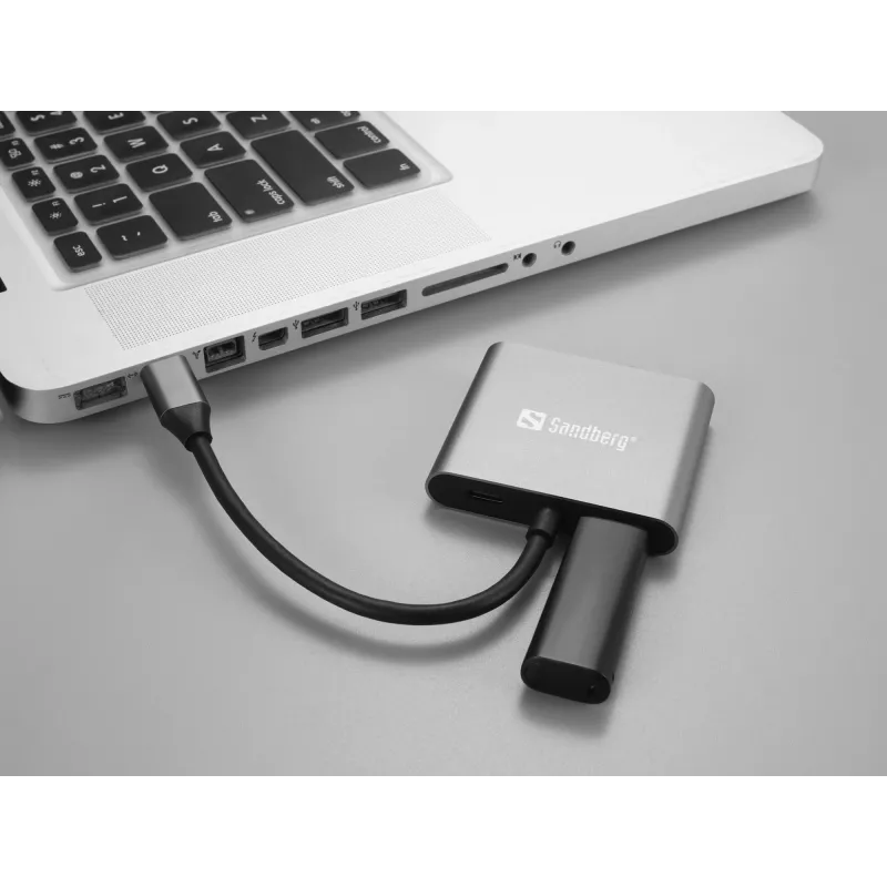 Sandberg USB-C dock 2xHDMI+USB+PD maximálne rozlíšenie 3840x2160