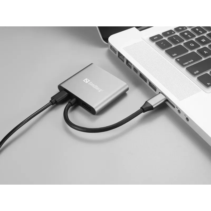 Sandberg USB-C dock 2xHDMI+USB+PD maximálne rozlíšenie 3840x2160