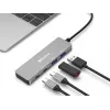 Sandberg USB-C na 2xUSB-A + 2xUSB-C hub sivá hliník