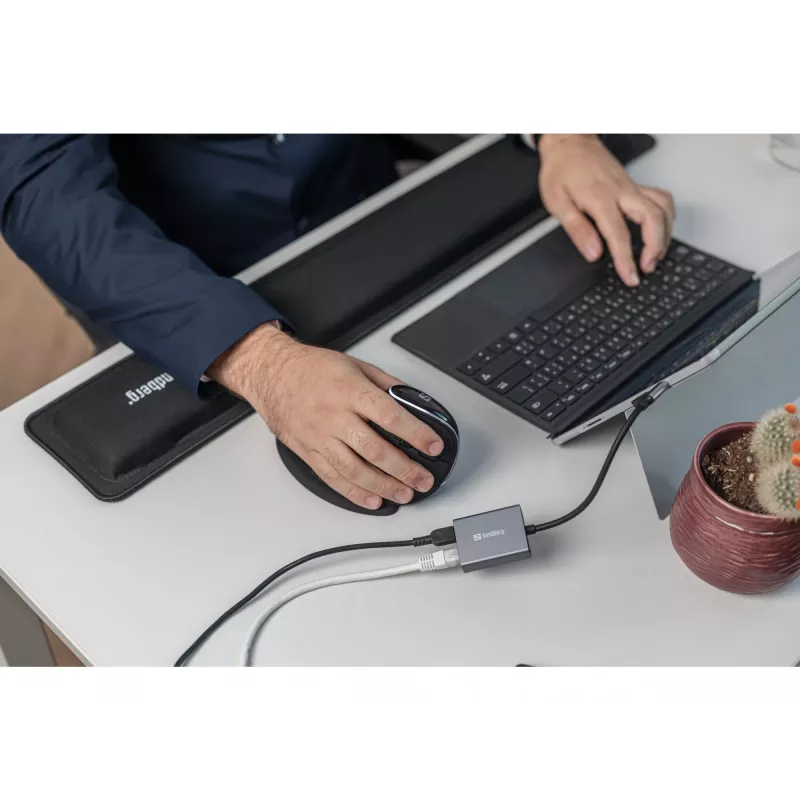Sandberg USB-C Gigabit adaptér PD100W USB Type-C RJ-45 1 Gbit/s sivý
