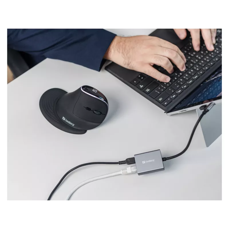 Sandberg USB-C Gigabit adaptér PD100W USB Type-C RJ-45 1 Gbit/s sivý