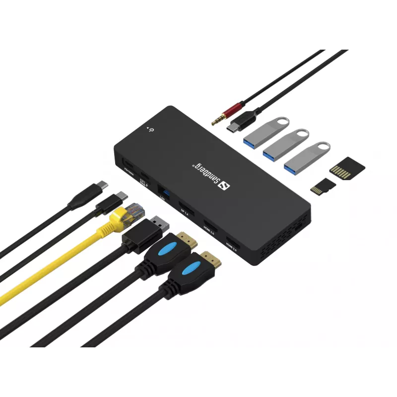 Sandberg USB-C 13in1 DockingStation Pro káblový USB 3.2 Gen 1 Type-C