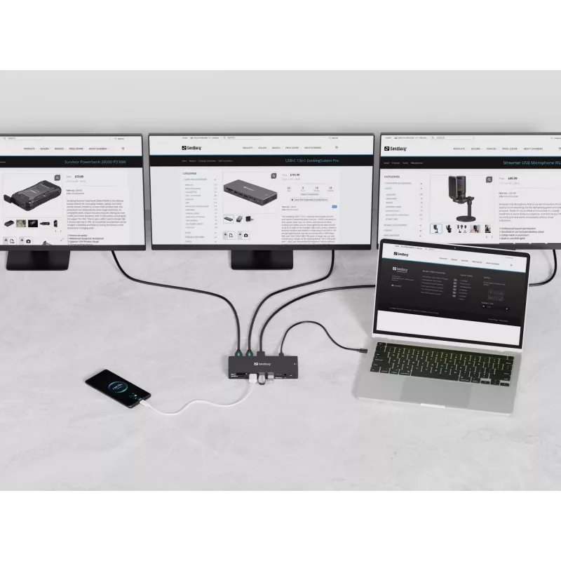 Sandberg USB-C 13in1 DockingStation Pro káblový USB 3.2 Gen 1 Type-C
