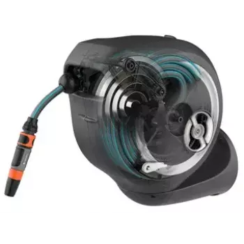 Nástenný navijak hadice Gardena RollUp Automatic čierny sivý