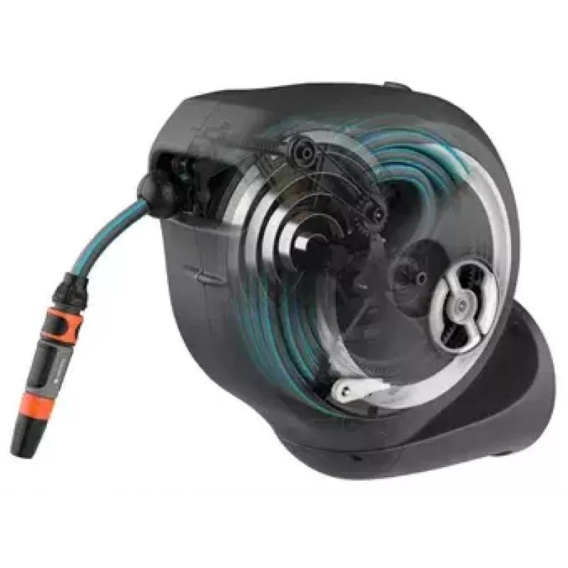 Nástenný navijak hadice Gardena RollUp Automatic čierny sivý