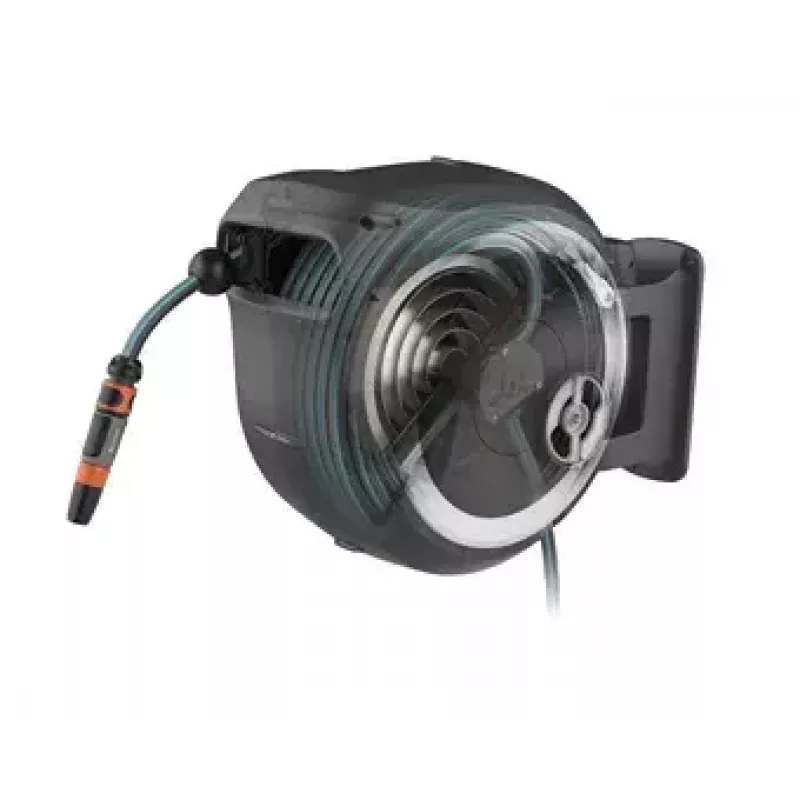 Nástenný navijak hadice Gardena RollUp Automatic čierny sivý