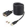 StarTech.com 10ft (3m) USB na nulový modem sériový adaptérový kábel, vymeniteľné skrutky/matice DB9, COM Retention, USB-A na RS232, FTDI, ESD ochrana úroveň 4, Windows/macOS/ChromeOS/Linux - Odolné TPE puzdro