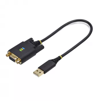 StarTech.com 30cm USB na nulový modem sériový adaptérový kábel, COM zachovanie, FTDI, USB-A na DB9 RS232, vymeniteľné matice/skrutky DB9, Windows/macOS/Linux