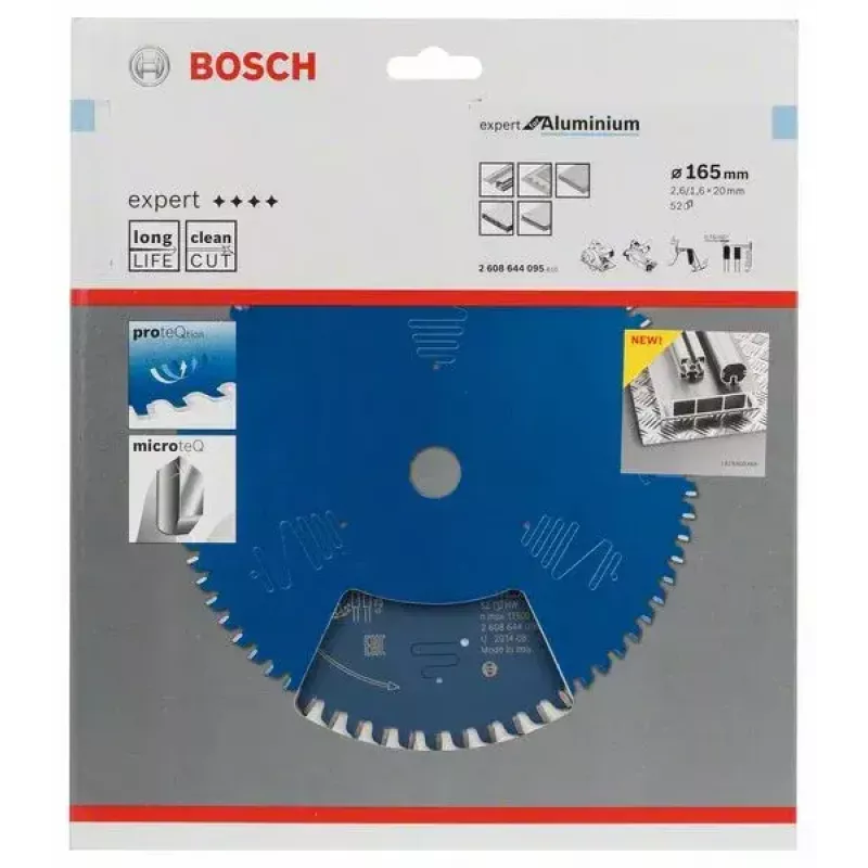 Bosch Expert for Aluminium 2608644095 pílový kotúč, 165 mm, 52 zubov, otvor 20 mm