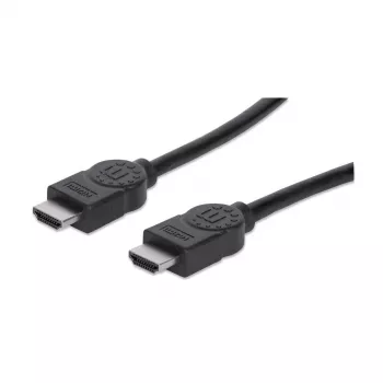 Manhattan HDMI kábel s Ethernetom, 1080p@60Hz (High Speed), 10m, konektor samec na konektor samec, čierny, úplne tienený, pozlátené kontakty, doživotná záruka