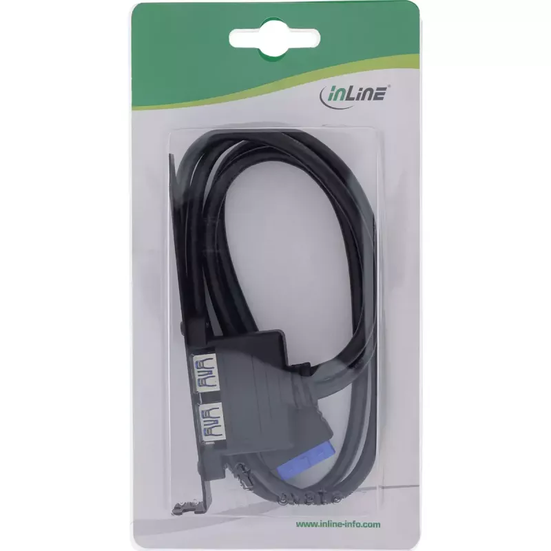 InLine slotový držiak 2x USB 3.0 A konektor samica / interný konektor základnej dosky 0,5 m