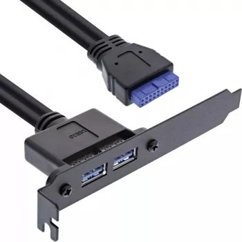 InLine slotový držiak 2x USB 3.0 A konektor samica / interný konektor základnej dosky 0,5 m