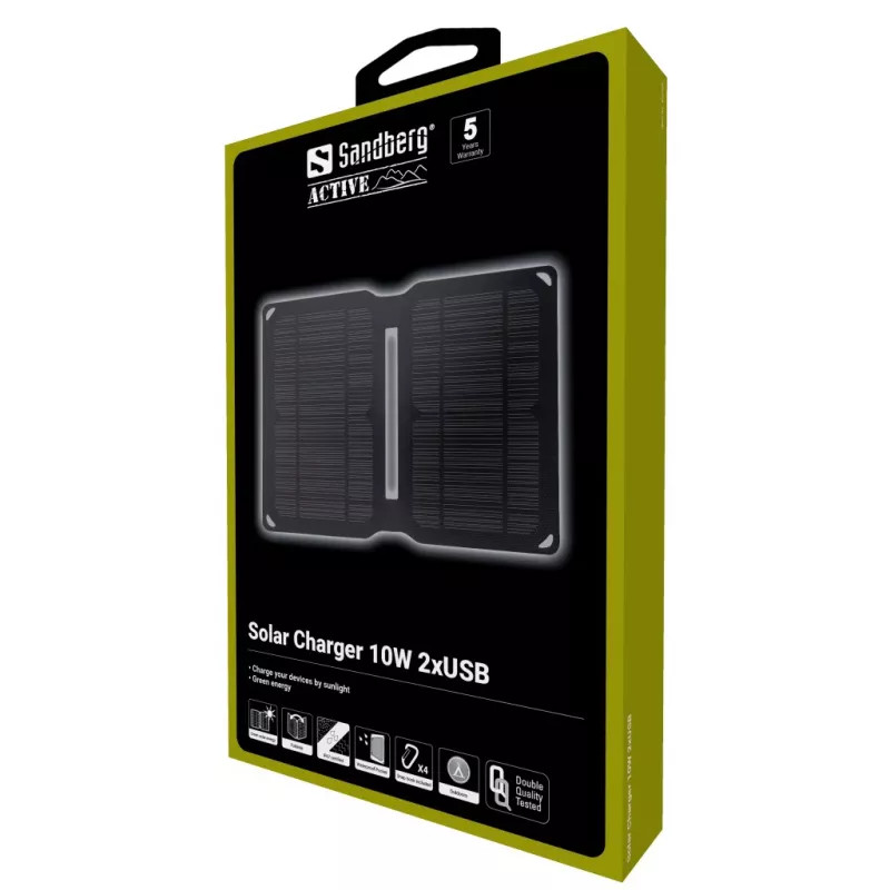 Sandberg solárna nabíjačka 10W 2xUSB Outdoor univerzálna čierna