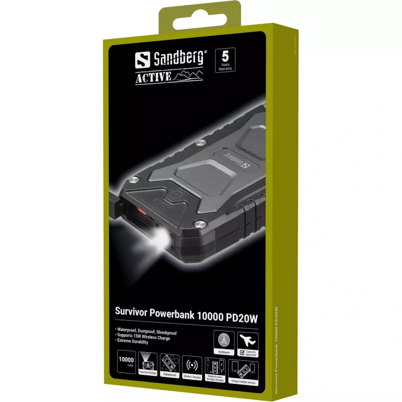 Prenosná powerbank Sandberg Survivor 10000 PD20W, 10000 mAh